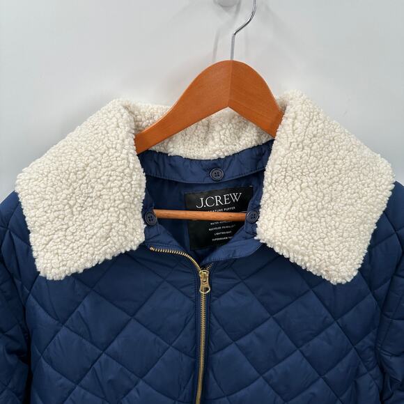 J. CREW Primaloft Quilted sherpa-lined puffer jacket in Navy Blue BM542 // M - Picture 2 of 16